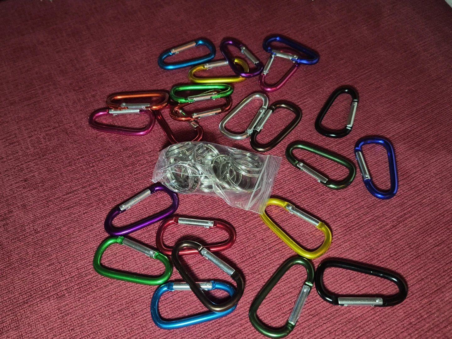 Assorted Colourful Carabiner Clips with Key Rings