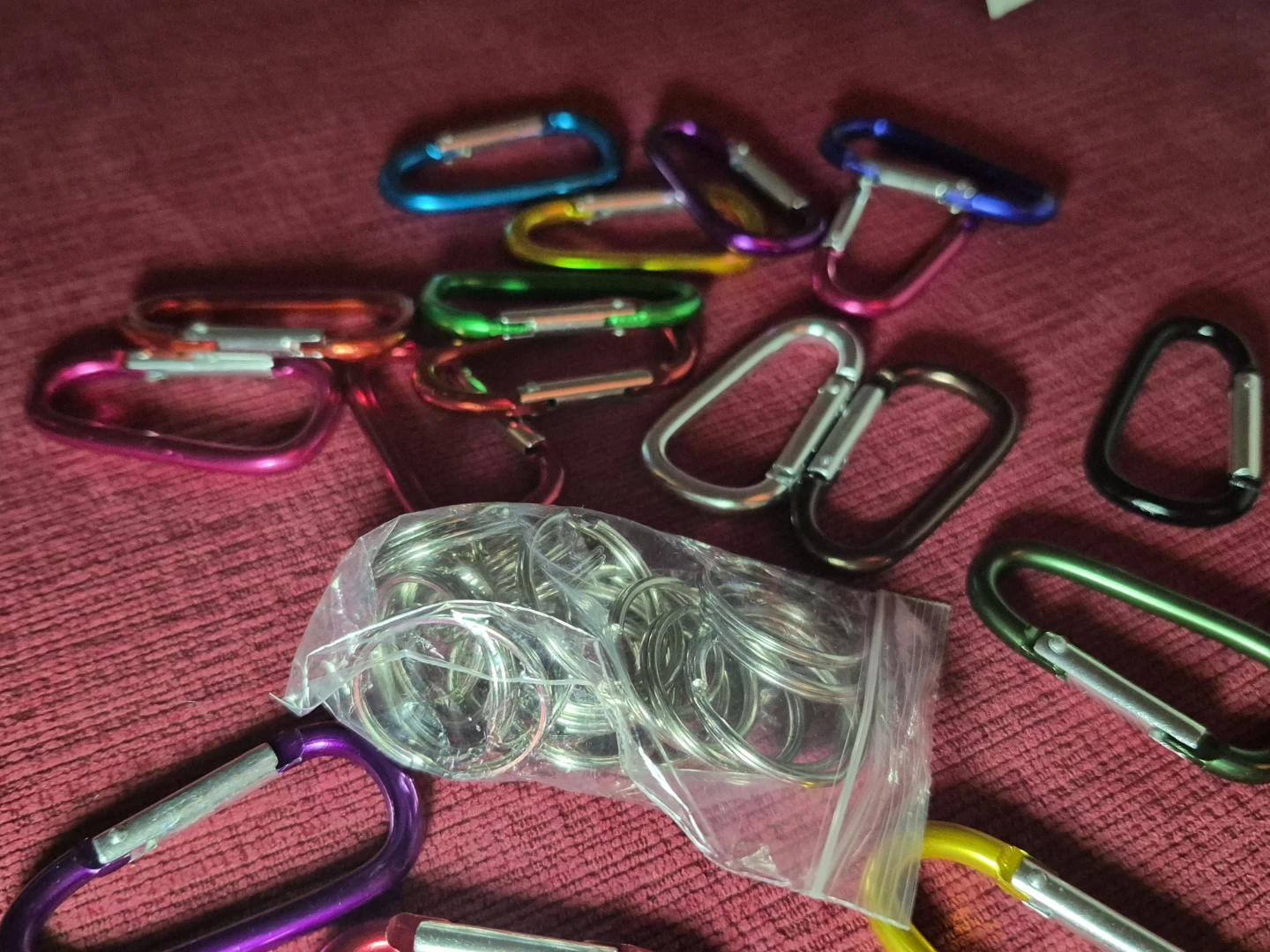 Assorted Colourful Carabiner Clips with Key Rings - photo 2