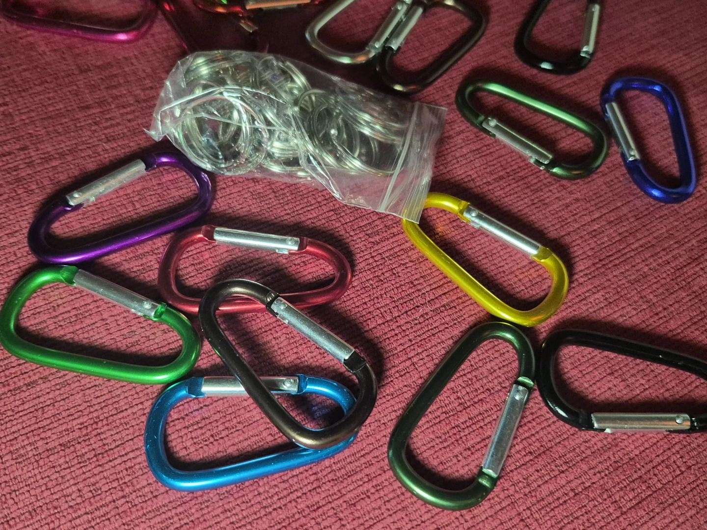 Assorted Colourful Carabiner Clips with Key Rings - photo 3