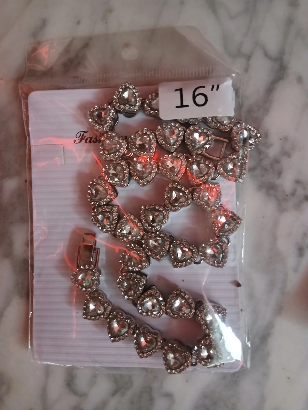 Crystal Heart Tennis Necklace 16"