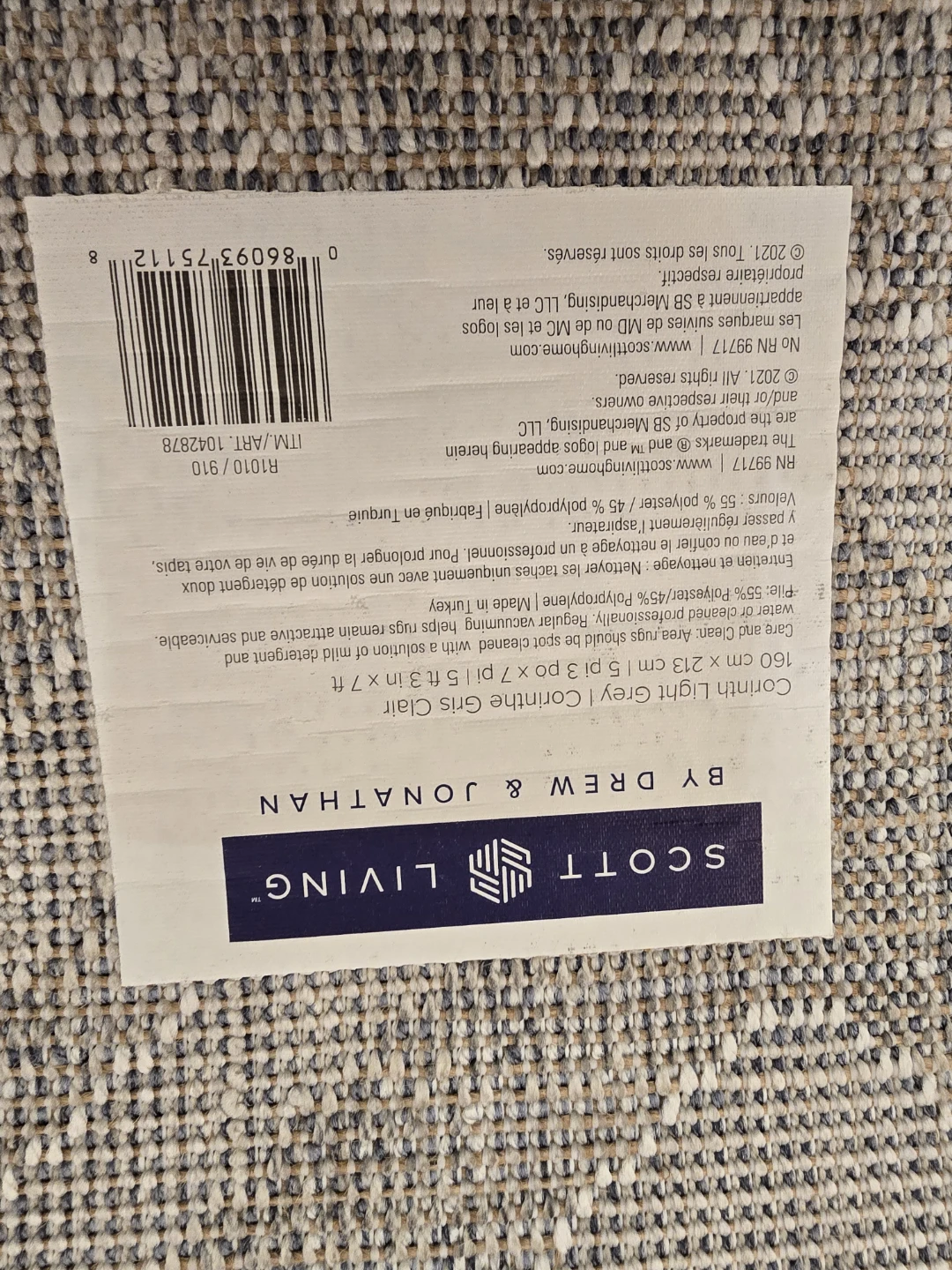 Scott Living Corinth Light Grey Rug 160 cm x 213 cm - photo 2