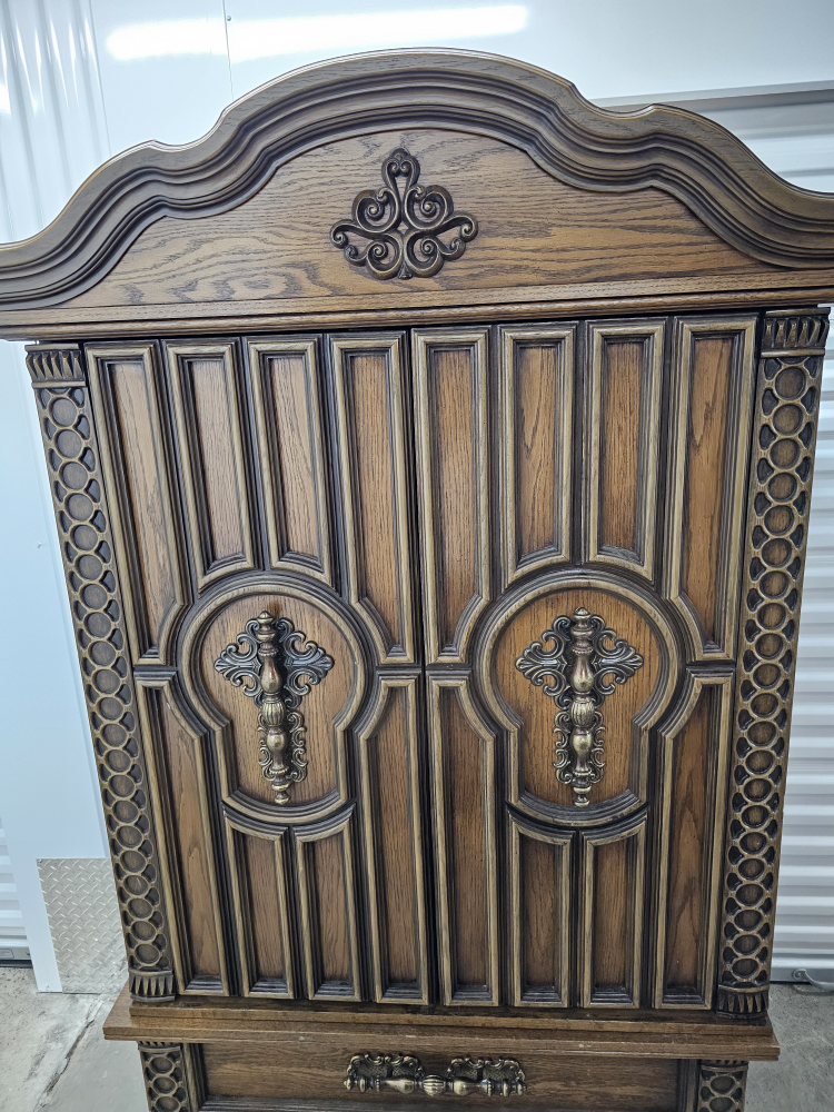 Vintage Wooden Armoire Wardrobe with Drawers - photo 2