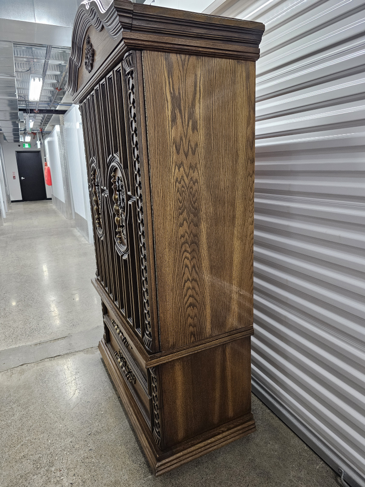 Vintage Wooden Armoire Wardrobe with Drawers - photo 3