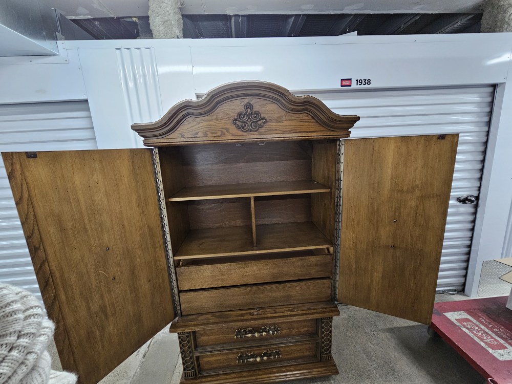 Vintage Wooden Armoire Wardrobe with Drawers - photo 5