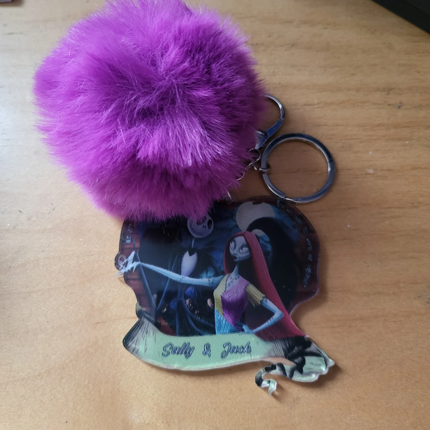 Nightmare Before Christmas Sally & Jack Keychain with Pom Pom