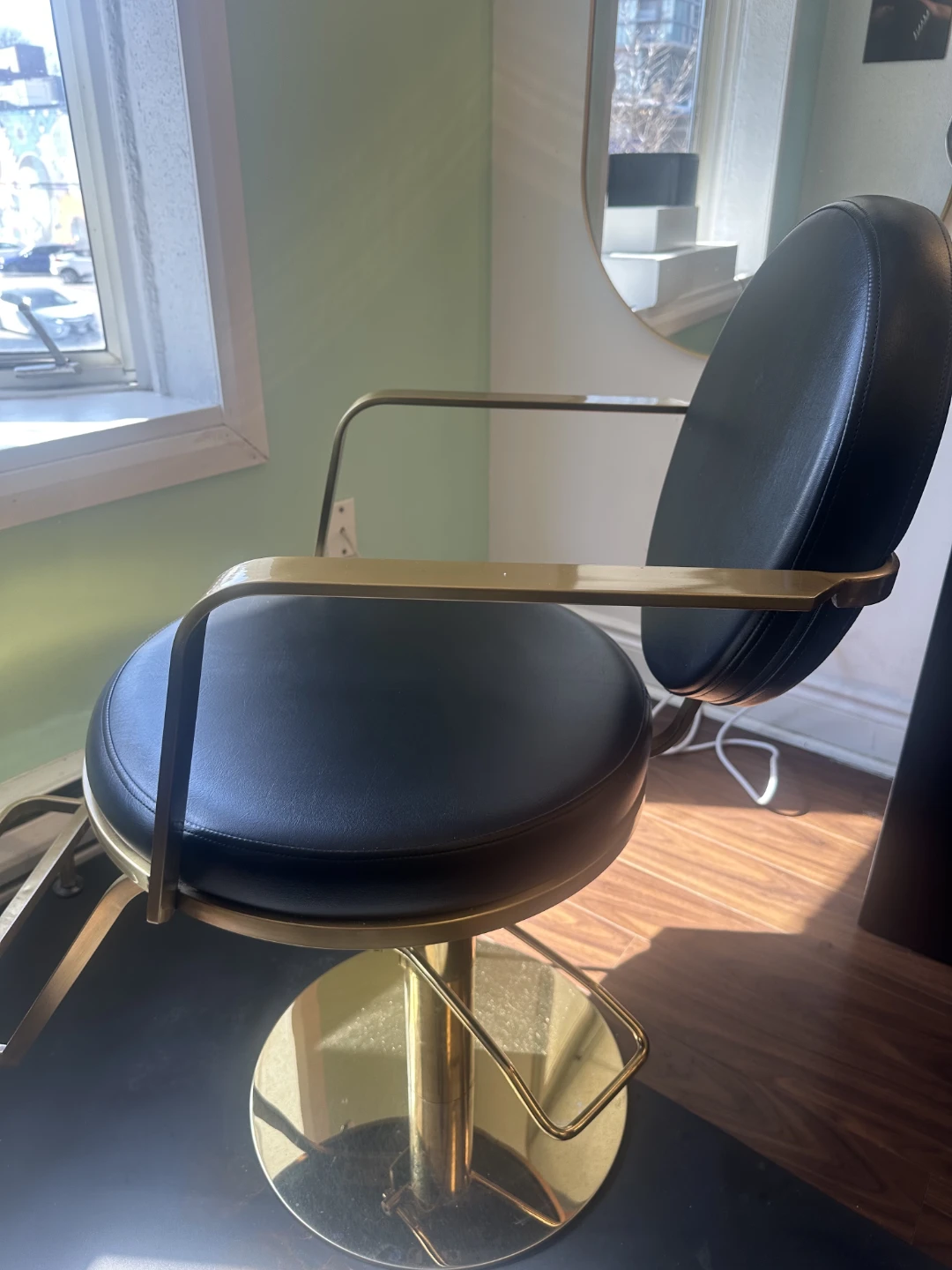 Black Salon Chair with Gold Accents