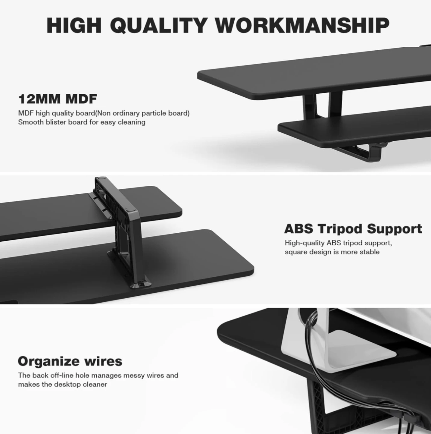 Eco-Will 37" 2-Tier Wooden Desk Shelf with Storage, Black - photo 5