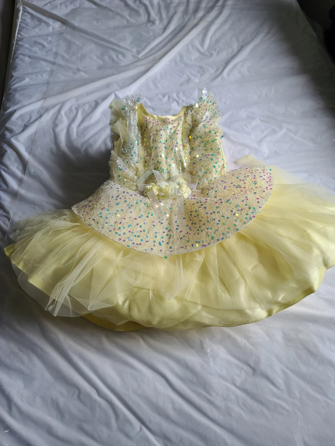Girls Yellow Sequin Tulle Dress - Size - 1 year old