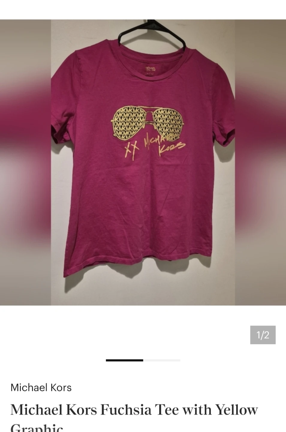 Michael Kors Fuchsia Tee with Yellow Graphic