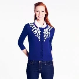 Kate Spade Navy Blue Floral Cardigan Size L - photo 3