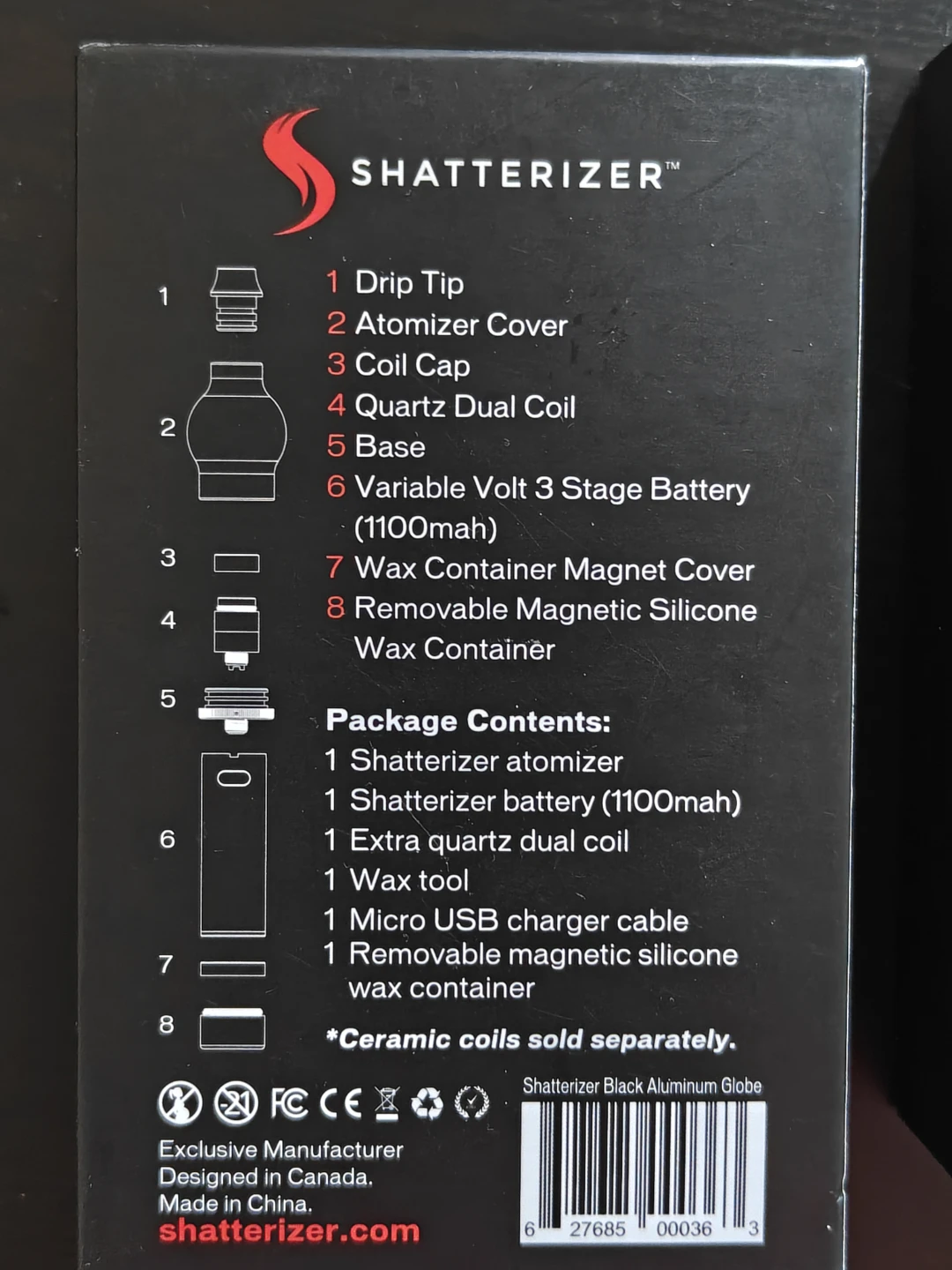 Shatterizer Dab Pen - Black Aluminum Globe - photo 3