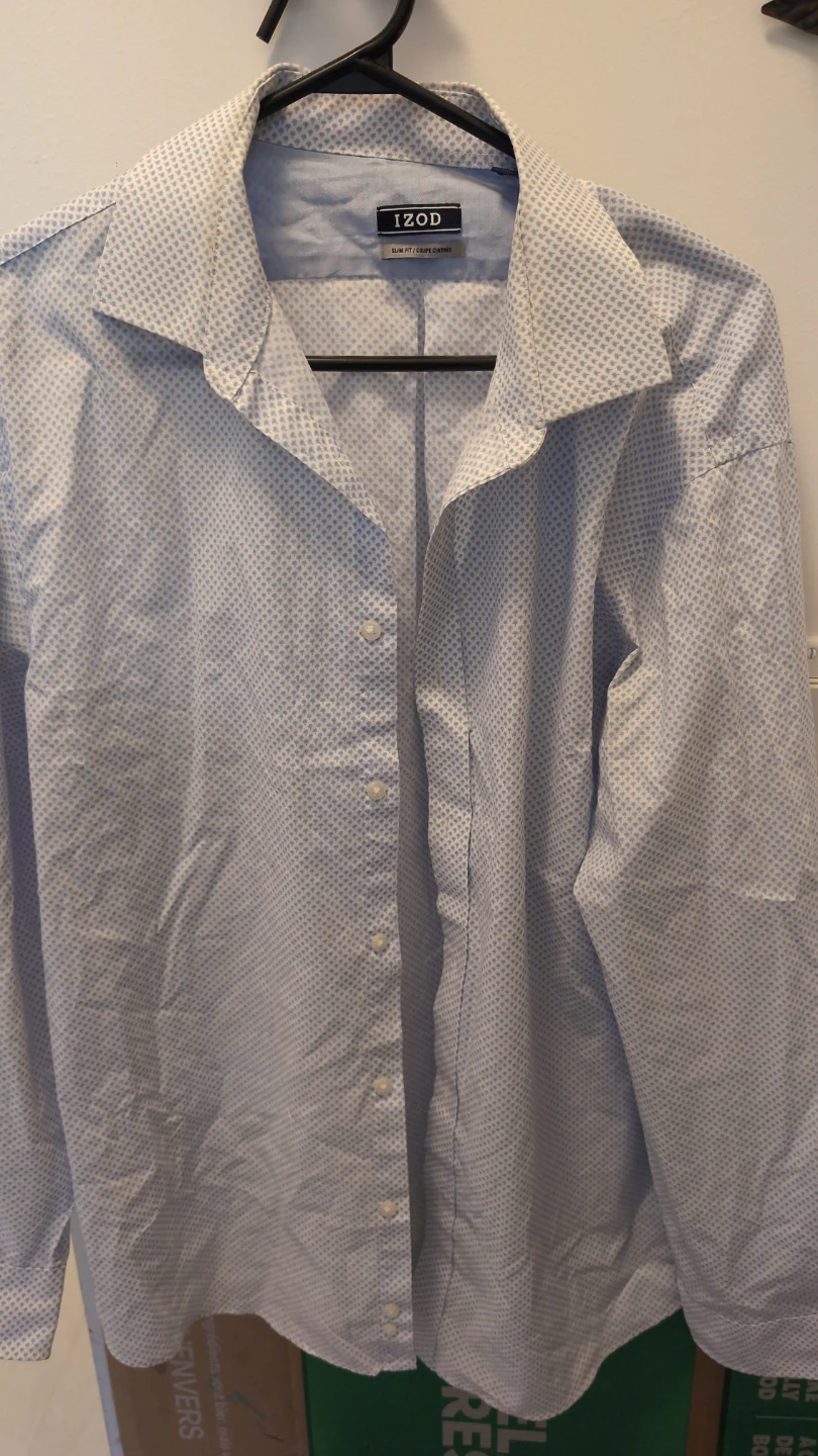 IZOD Slim Fit Dress Shirt - Blue Pattern - 16.5 Collar