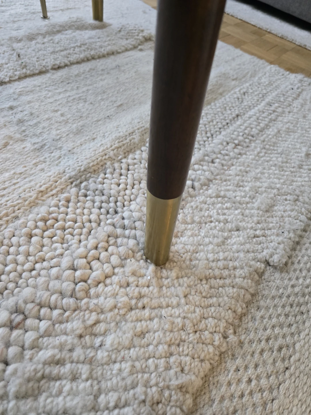 Round Wood Dining Table mid century style with Brass Accents - photo 2