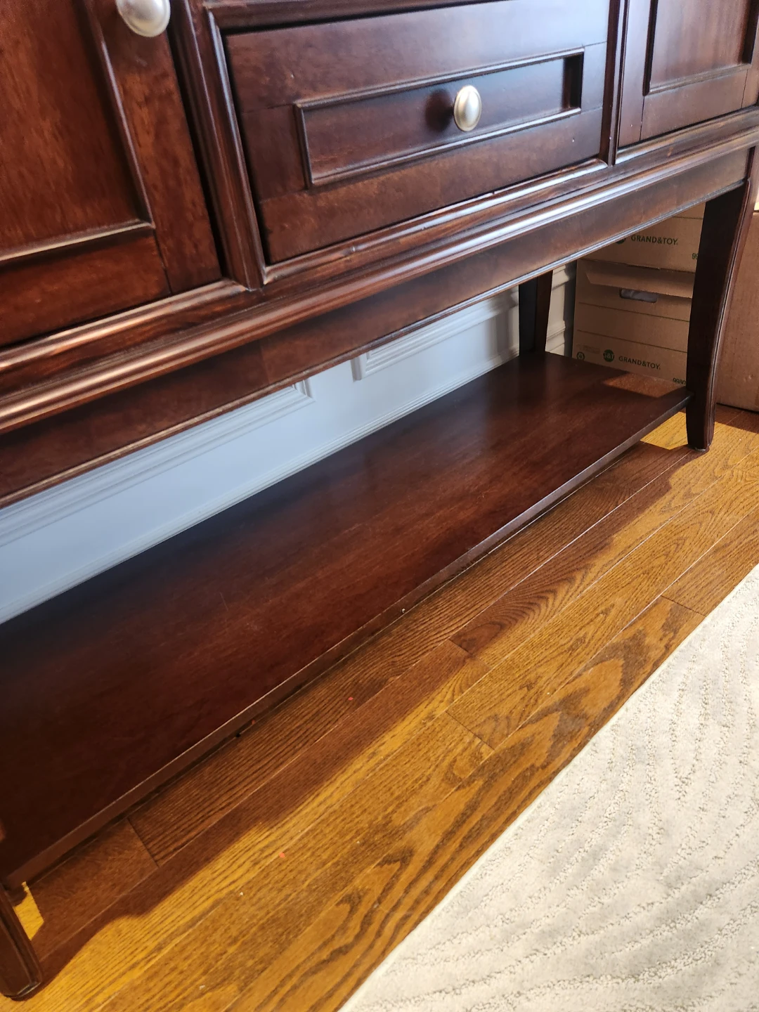 Dark Wood Sideboard Buffet with Drawers and Cabinet Doors - photo 5