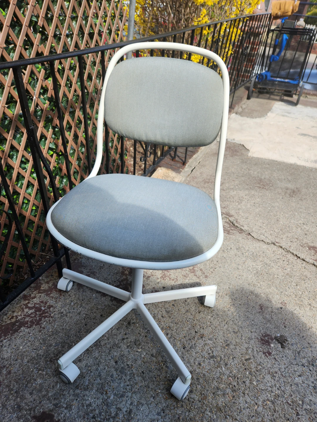 Grey Fabric Office Chair with White Frame