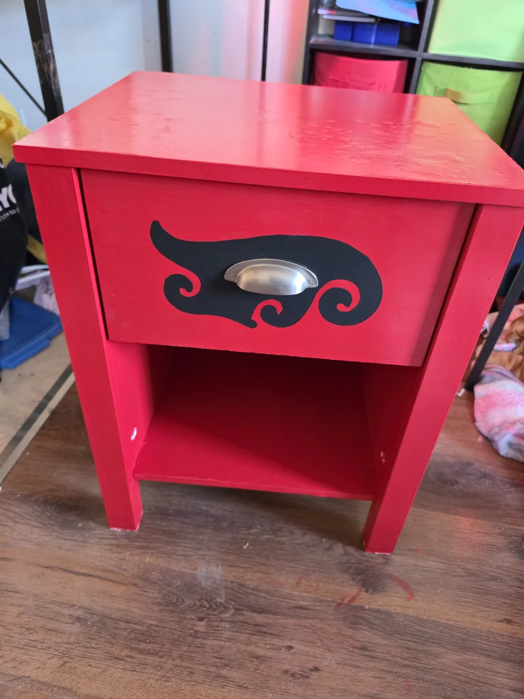 Red Bedside Table with Drawer