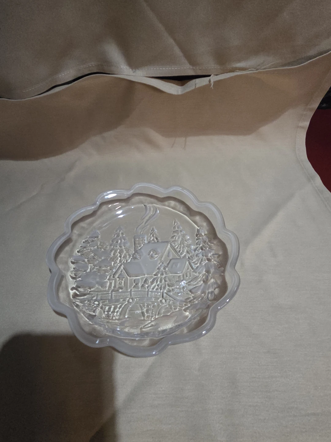 Glass Decorative Serving Dish with Winter Scene