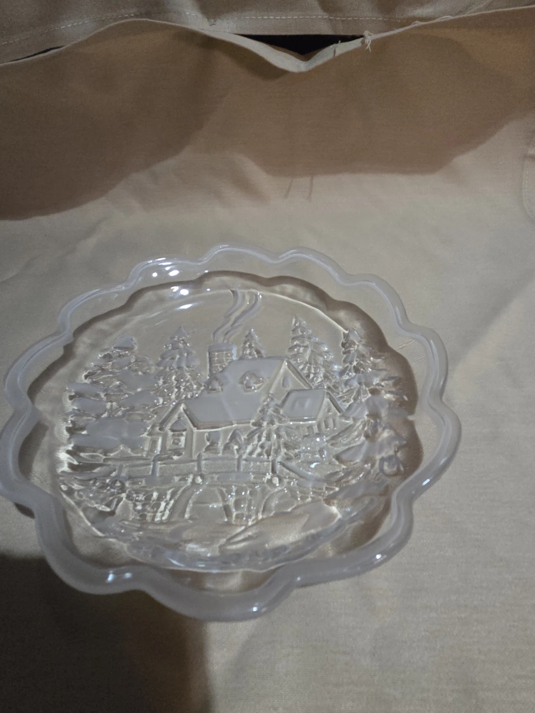 Glass Decorative Serving Dish with Winter Scene - photo 2