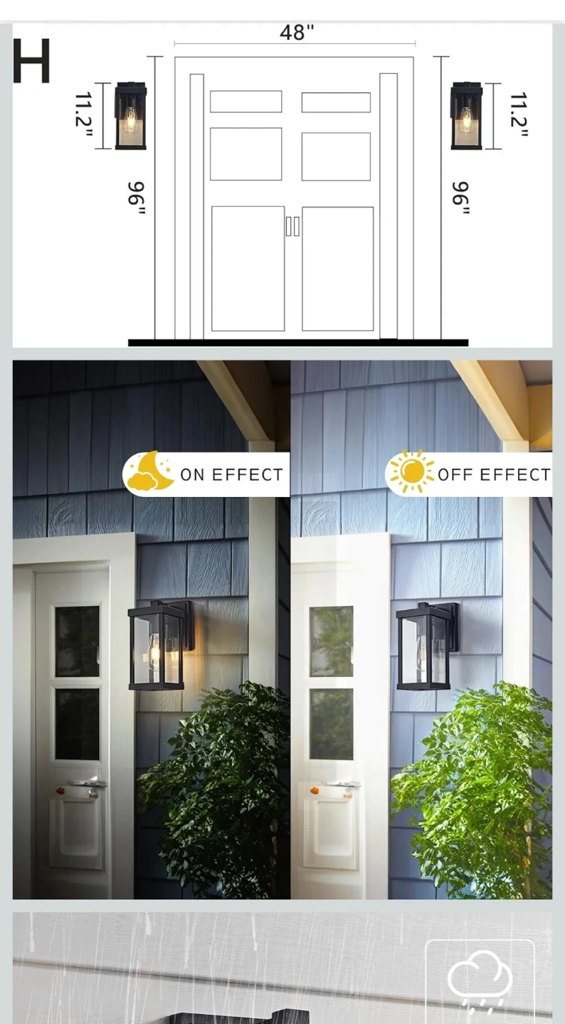 Outdoor Wall Lantern Light Fixture - Black - photo 5