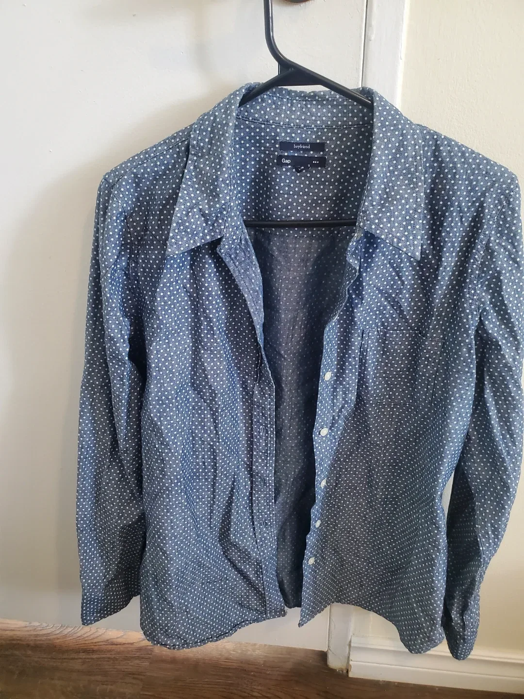 Gap Boyfriend Shirt Blue Polka Dot Size L