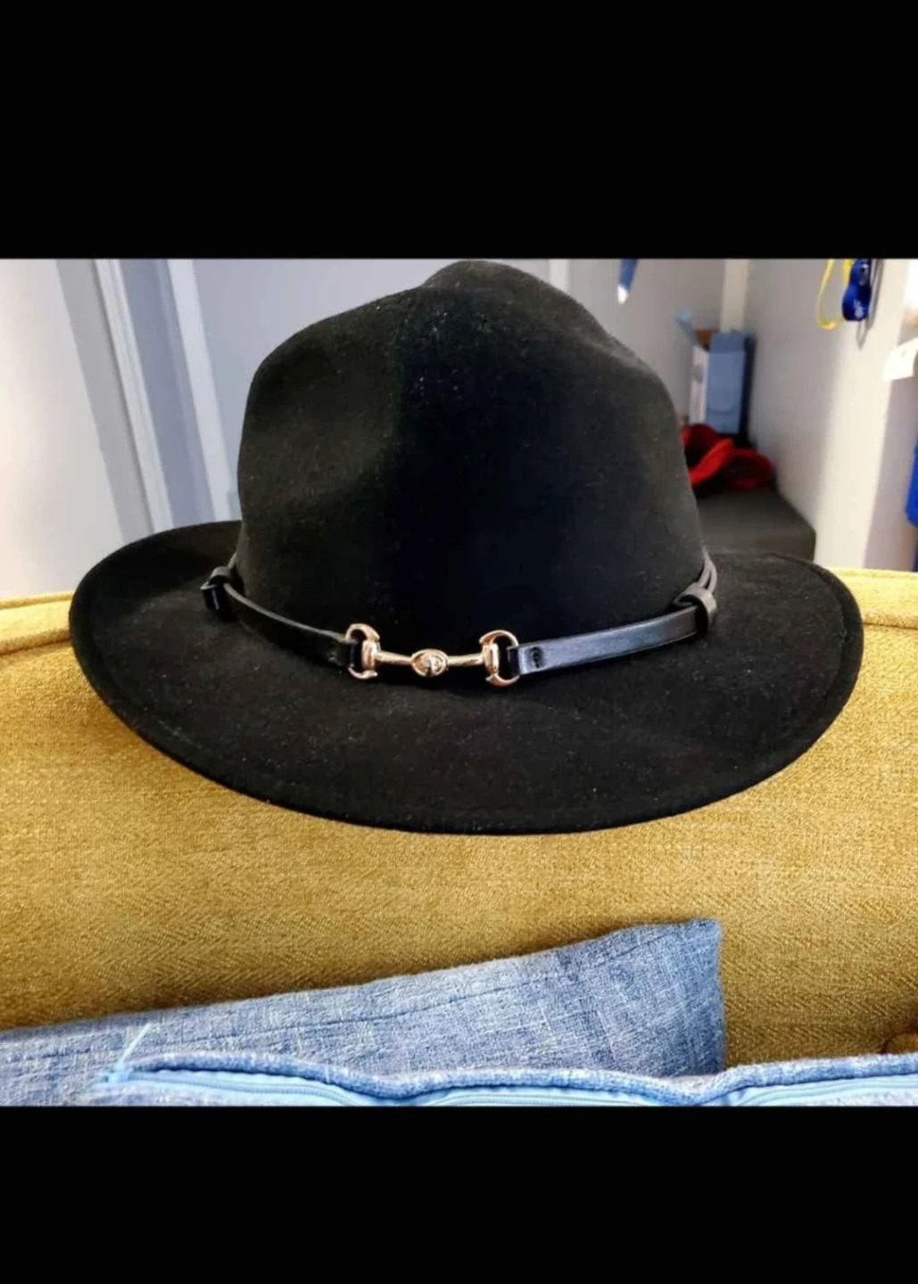 Black Fedora Hat with Bit Detail