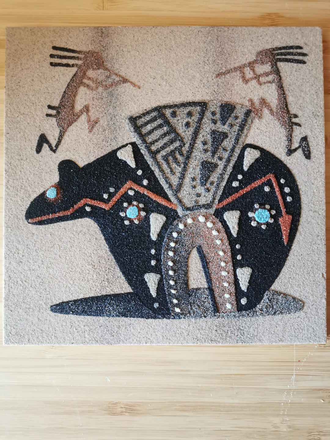 Vintage Navajo Sandpainting Bear & Kokopelli by Virginia Tyler - photo 3