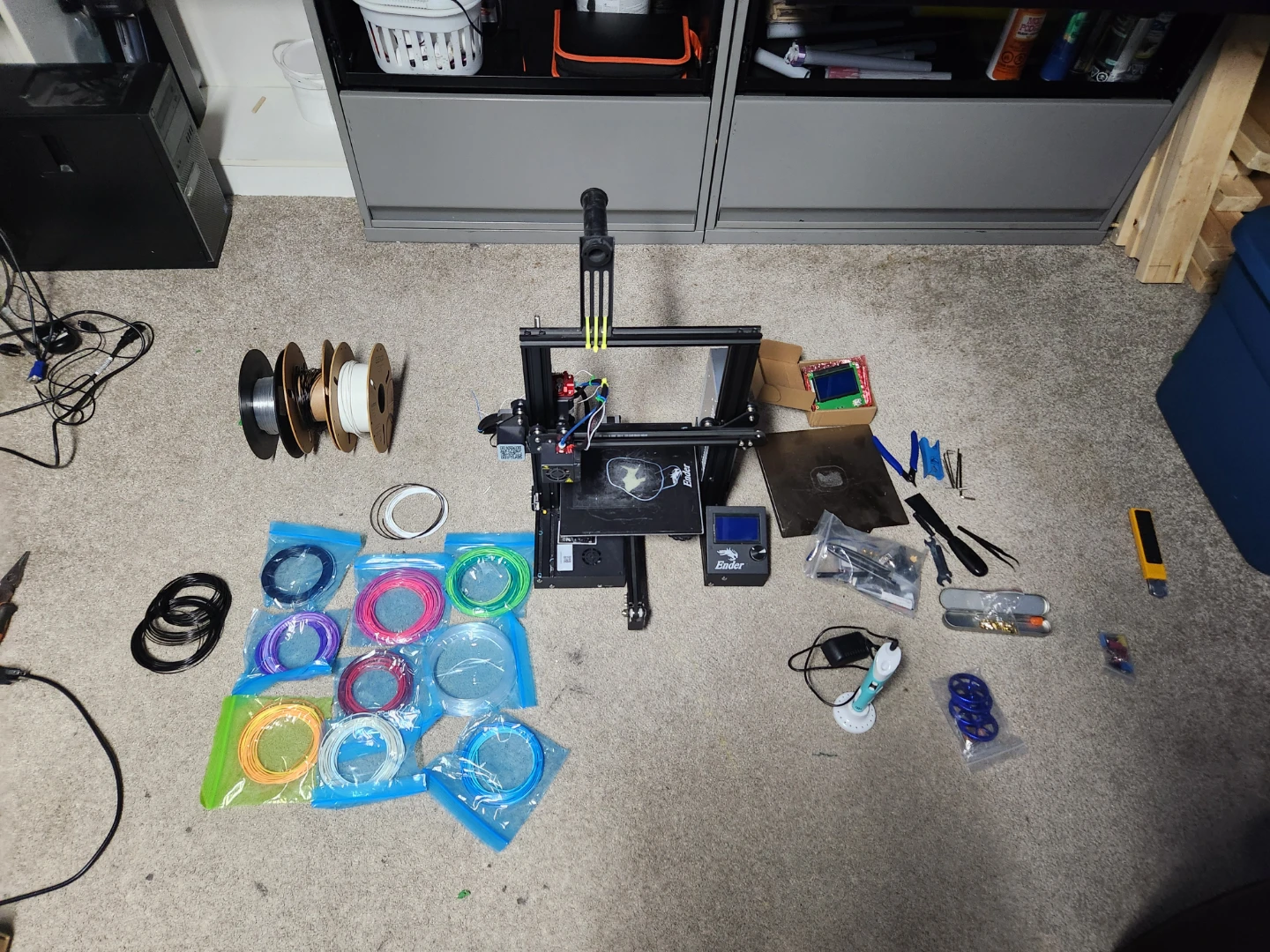 Creality Ender 3 3D Printer with Filament Spools and Accessories