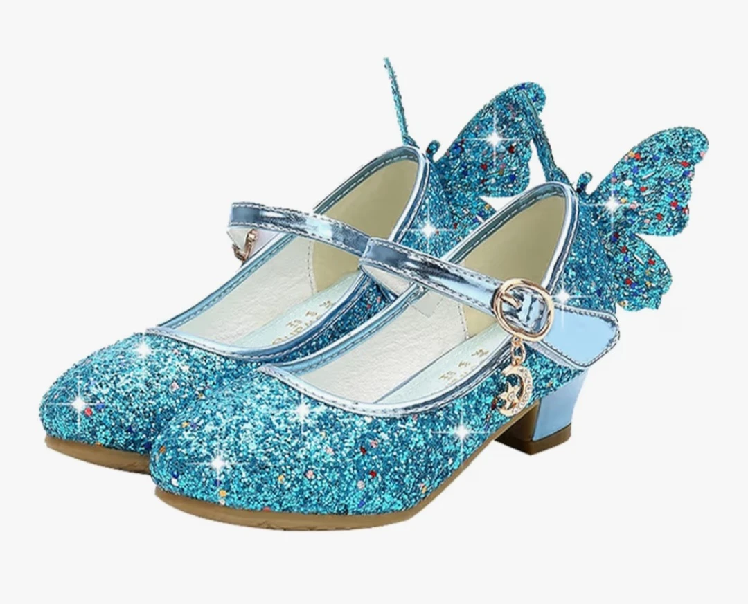 Kids' Sparkly Blue Butterfly Dress Shoes