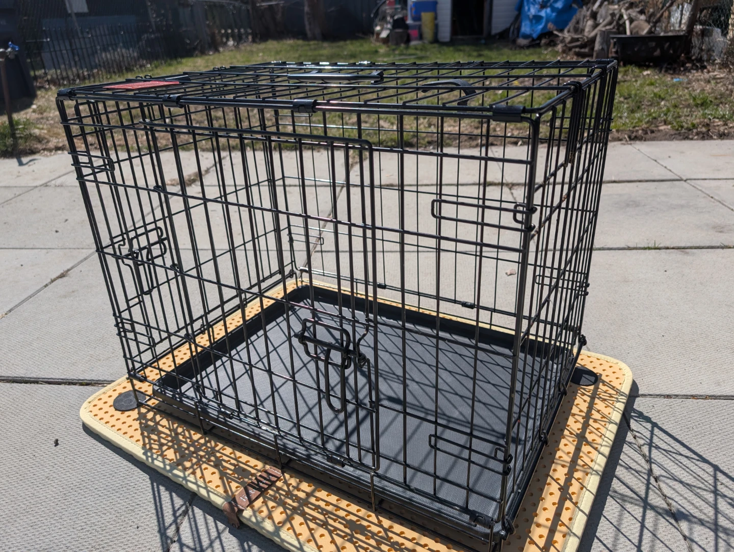 Black Metal Dog Crate with Tray - photo 2