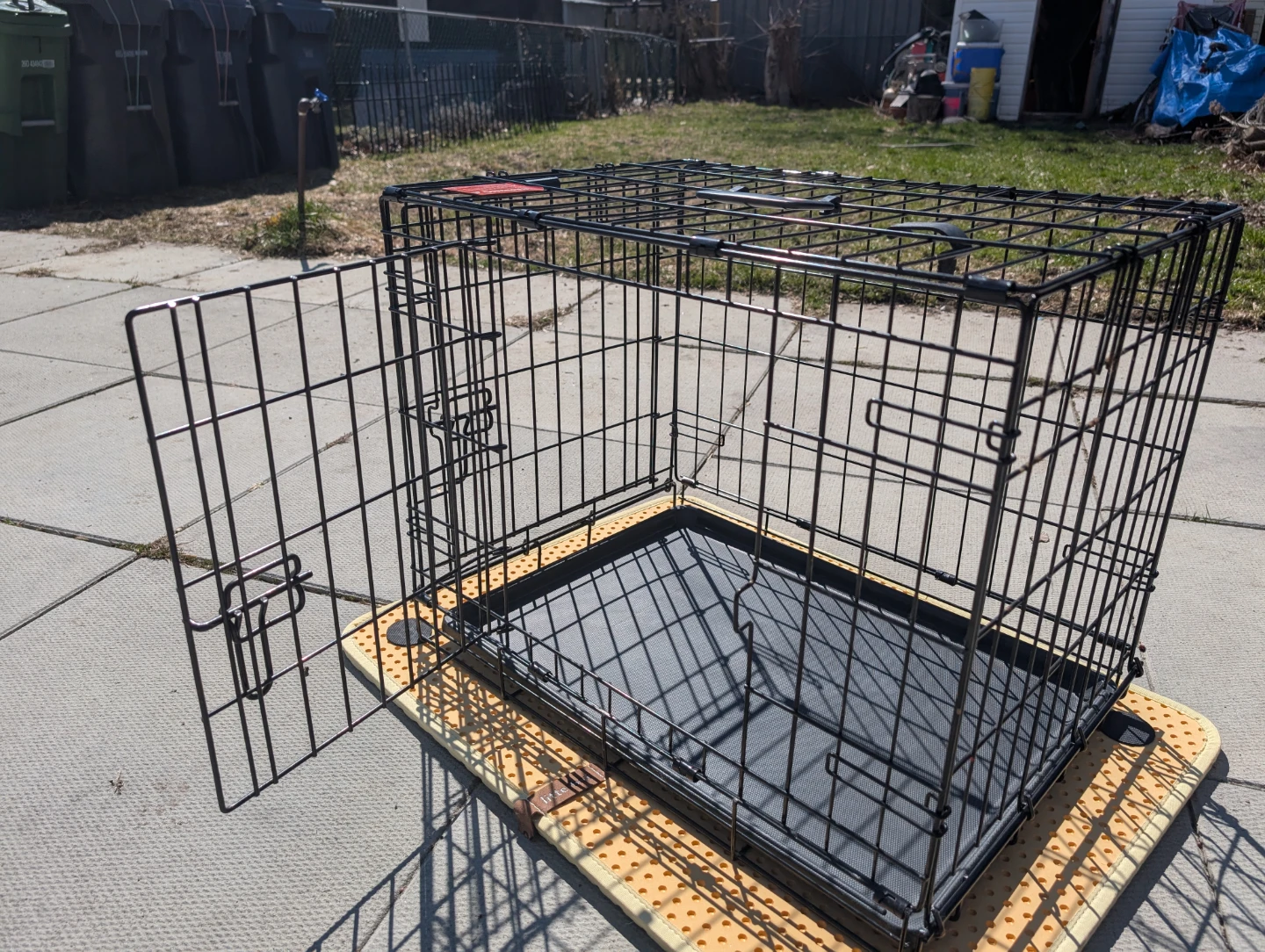 Black Metal Dog Crate with Tray - photo 3