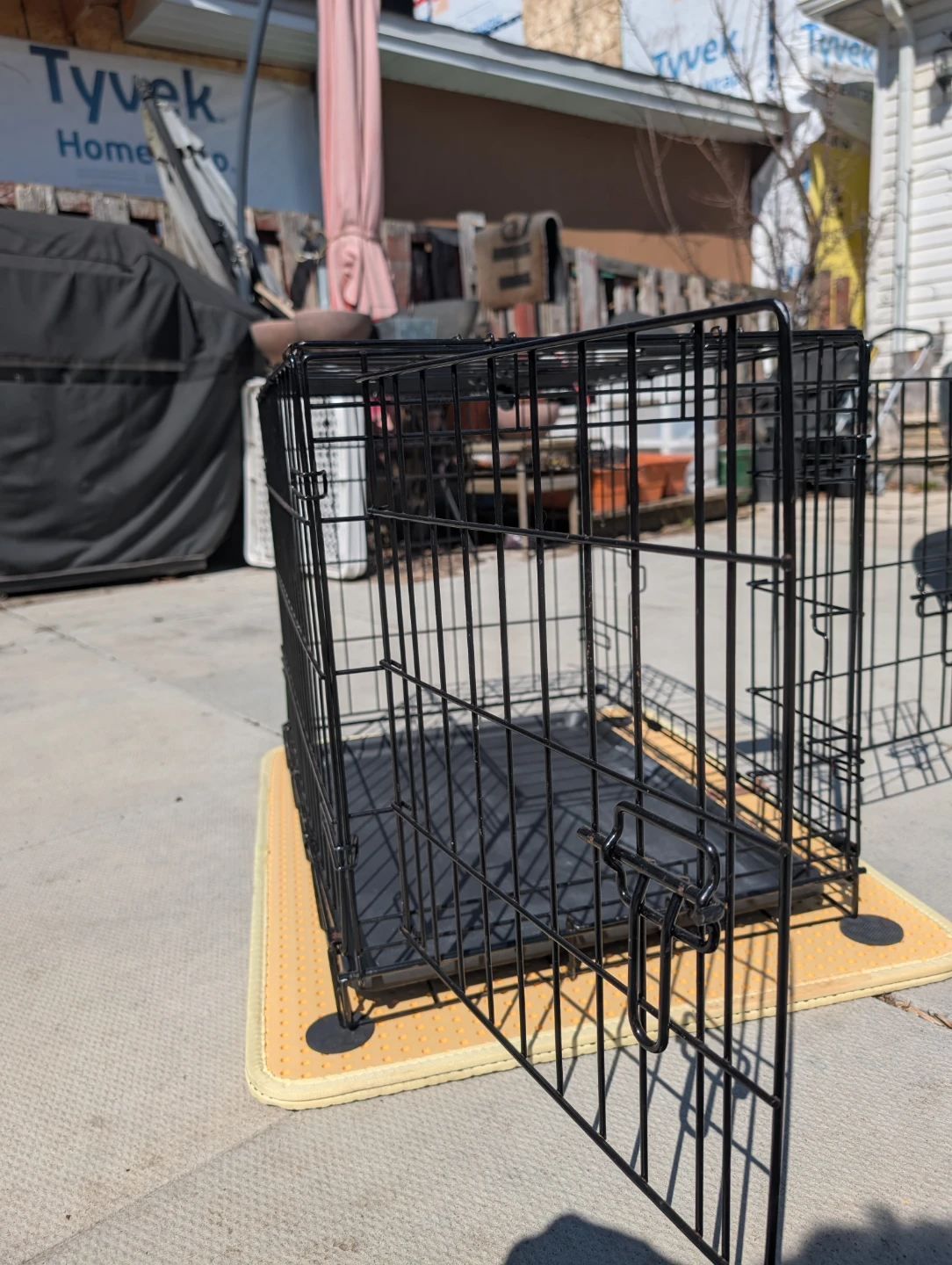 Black Metal Dog Crate with Tray - photo 5