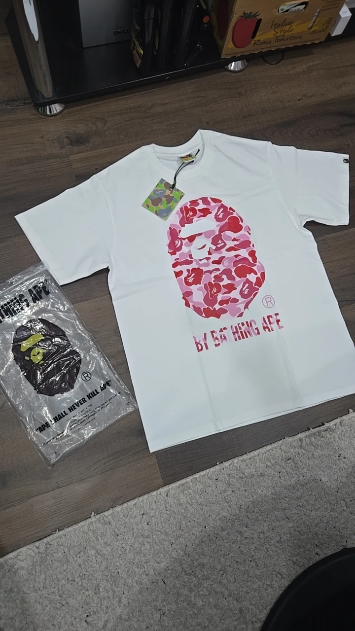 BAPE Tee pink camo white shirt
