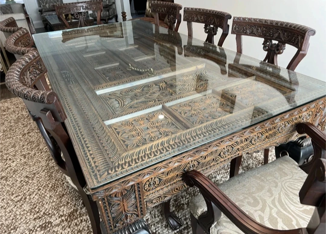 ✨ Luxury Hand-Carved Rosewood / Sheesham Dining Set ✨ - photo 3