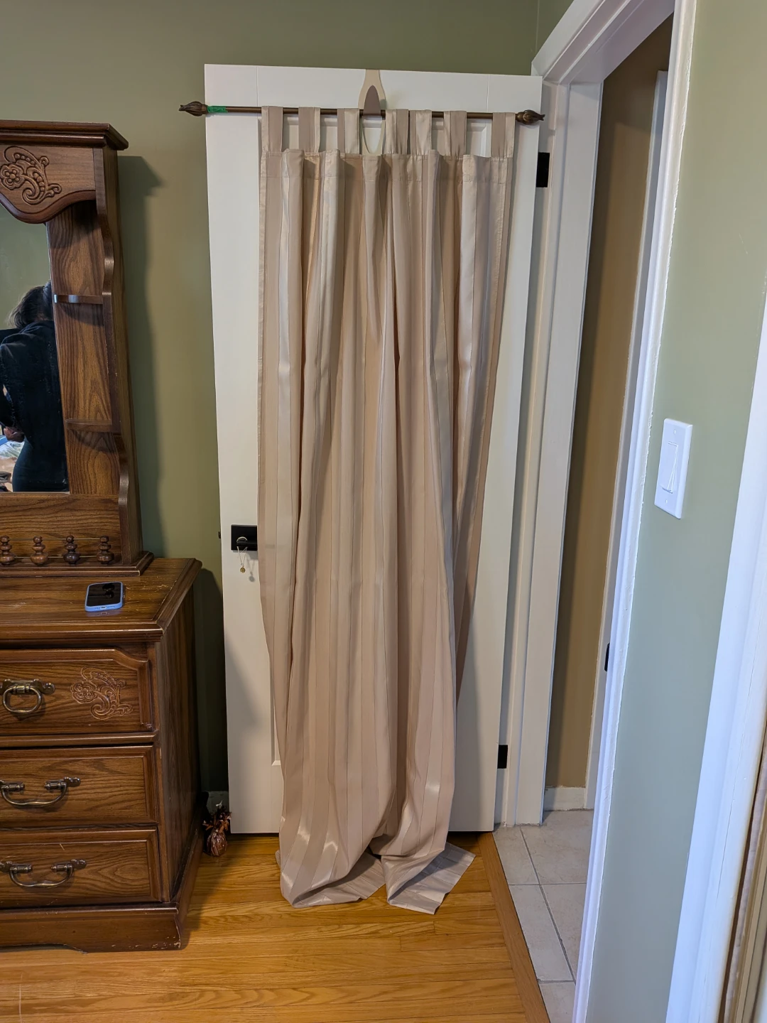 Beige Striped Window Curtains