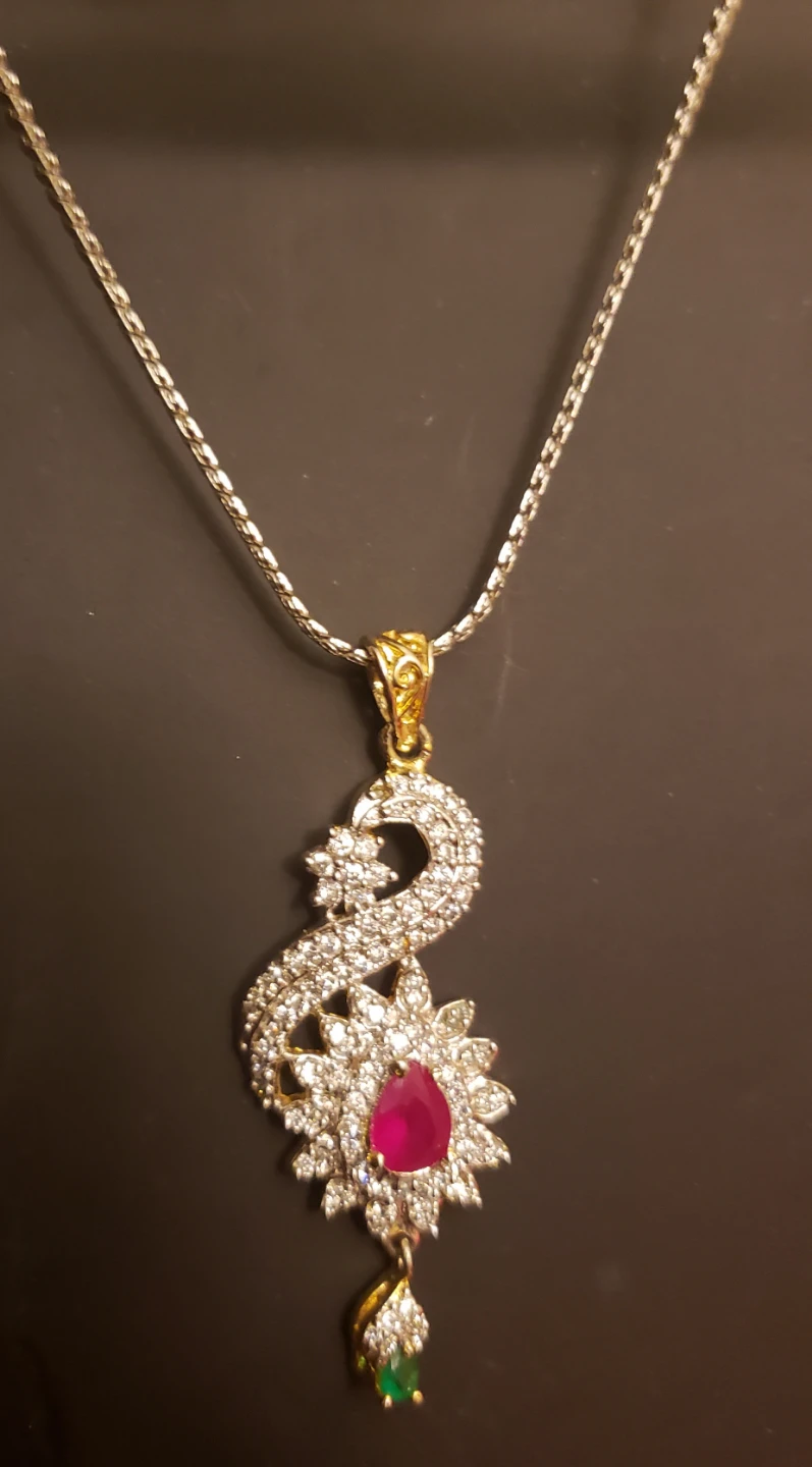 Rhinestone Peacock Necklace and Earring Set - photo 2