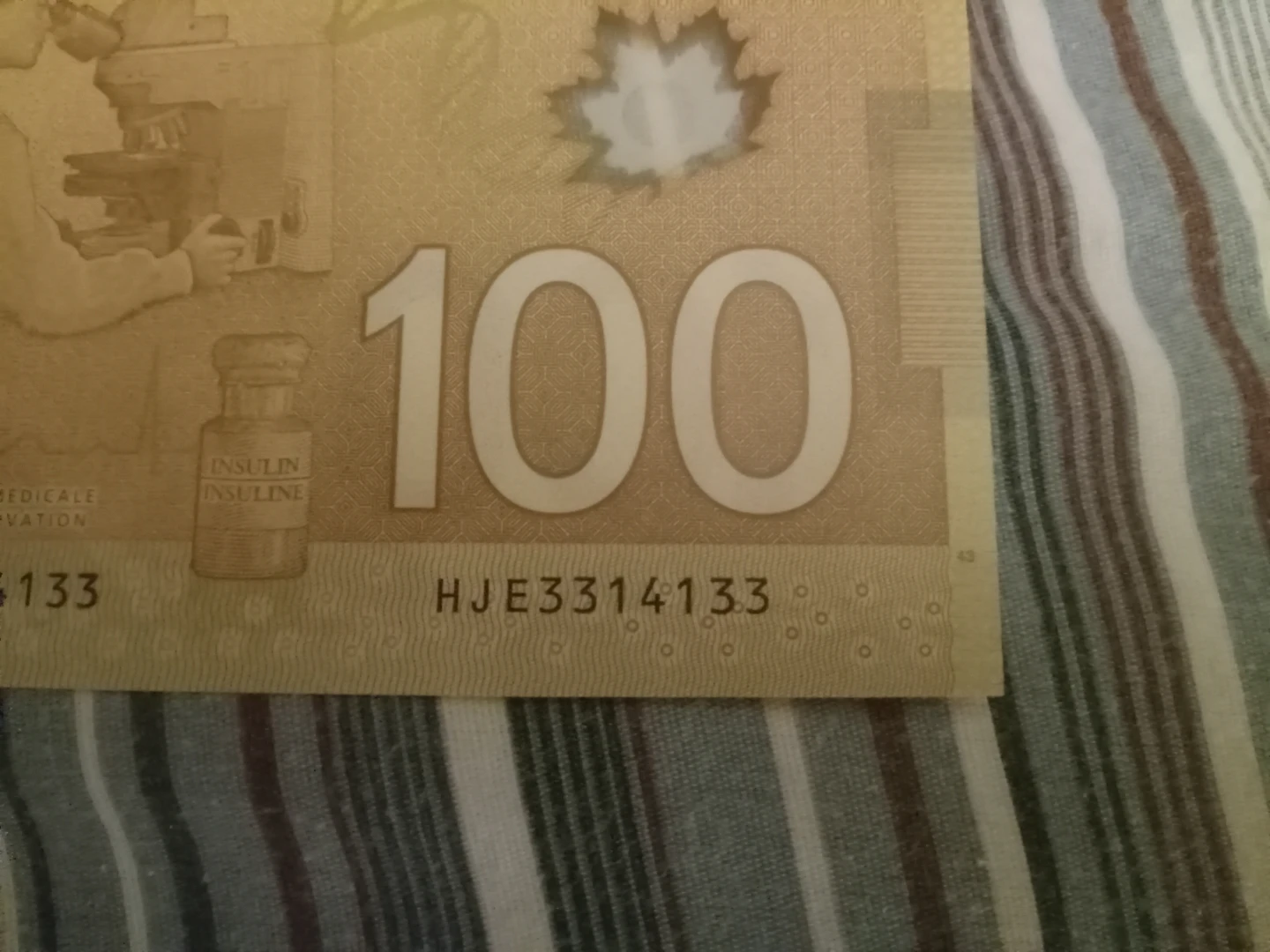 Canada $100 Bill rare serial number 3314133 - photo 2