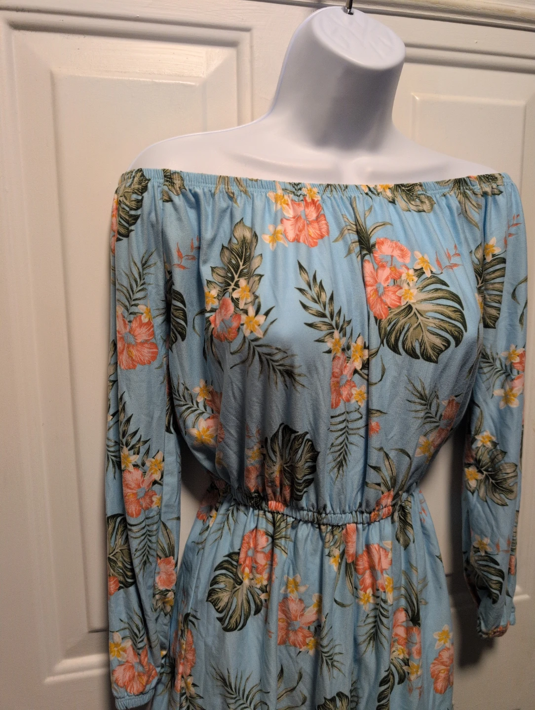 Light Blue Floral Off-the-Shoulder Romper - photo 2
