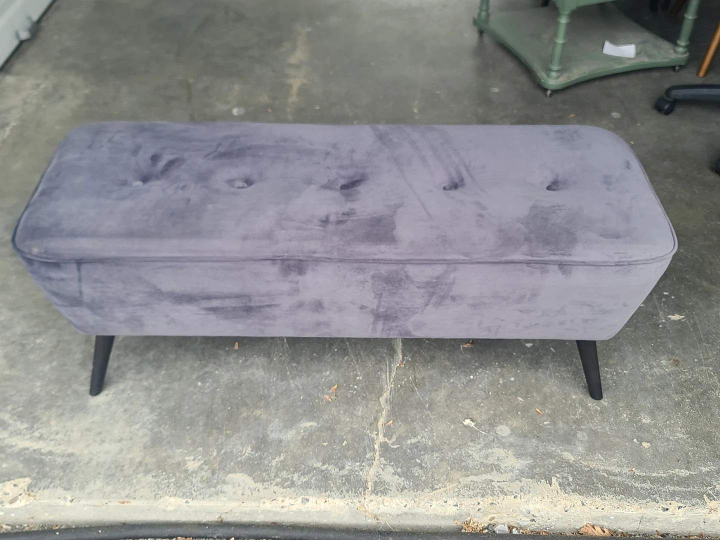 Grey Velvet Tufted  Bench - photo 5