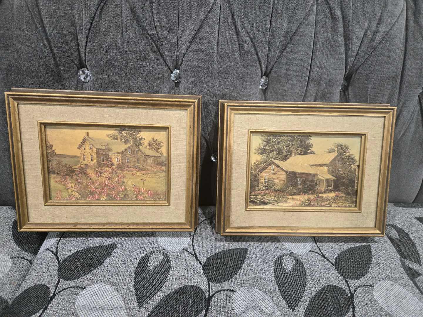 Vintage Framed Cottage Country Art Prints – Set of 2