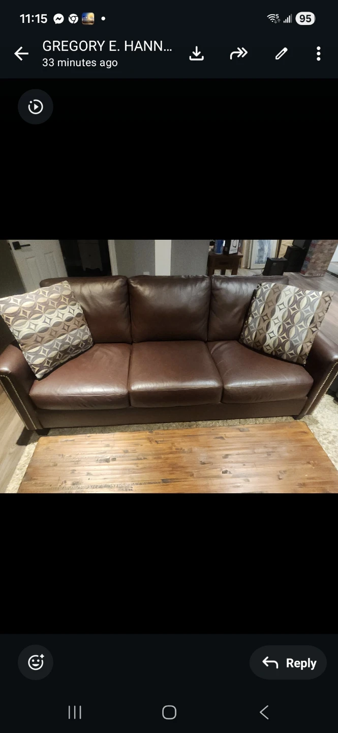 Brown Raw Hide Leather 3-Seater Sofa.P/U CLARKSON