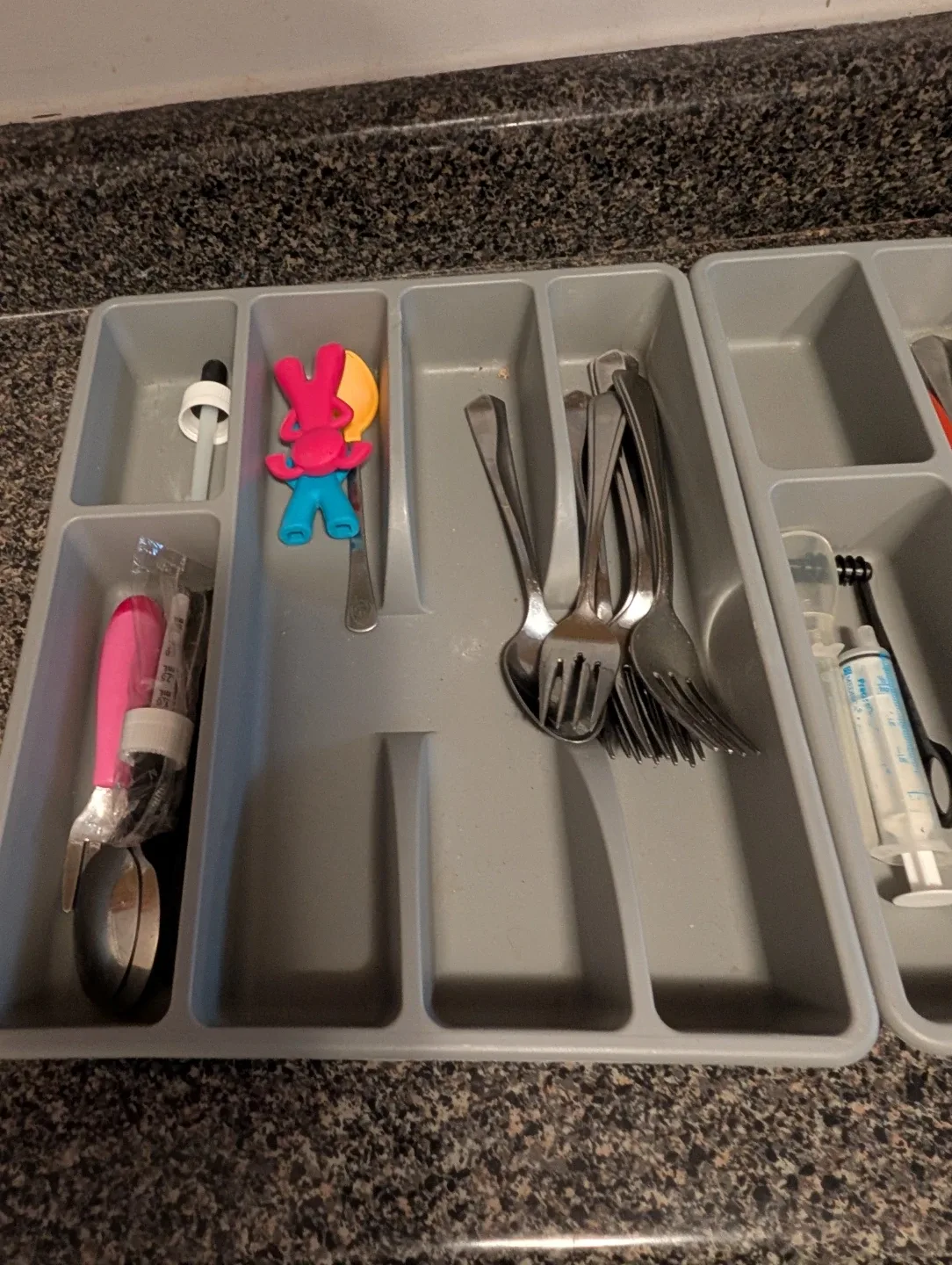 2 Grey Plastic Cutlery Organizer Trays - photo 2