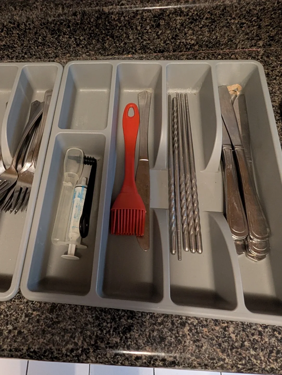 2 Grey Plastic Cutlery Organizer Trays - photo 3
