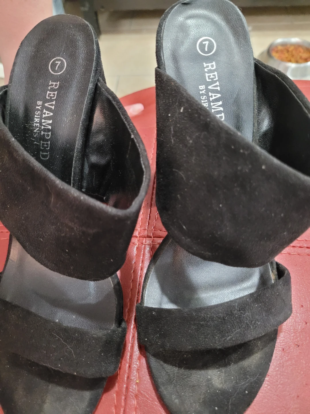 Revamped by Sirens Black Suede Block Heels - Size 7