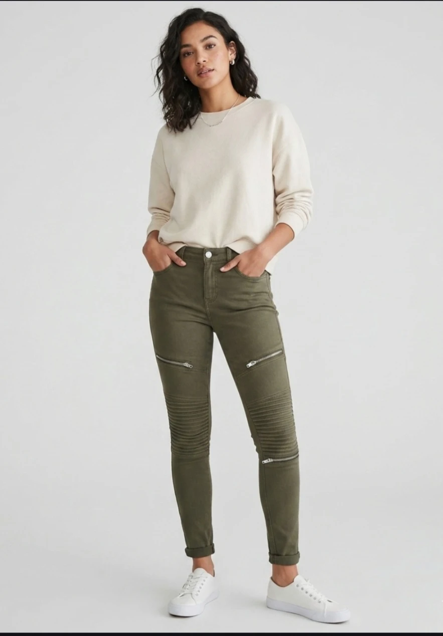 Women's Olive Green Biker Pants