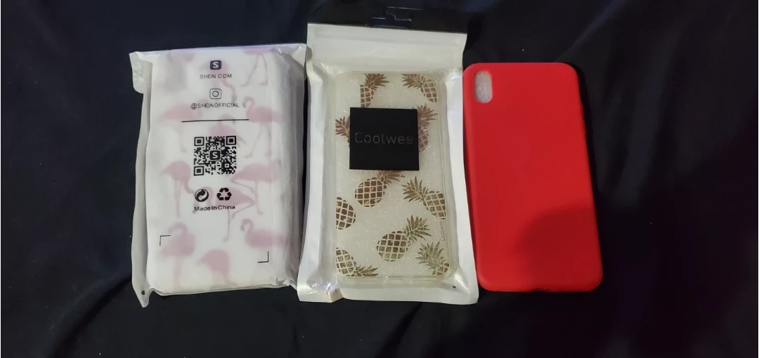 3 Phone Cases: Shein Flamingo, Coolwee Pineapple, Red Silicone