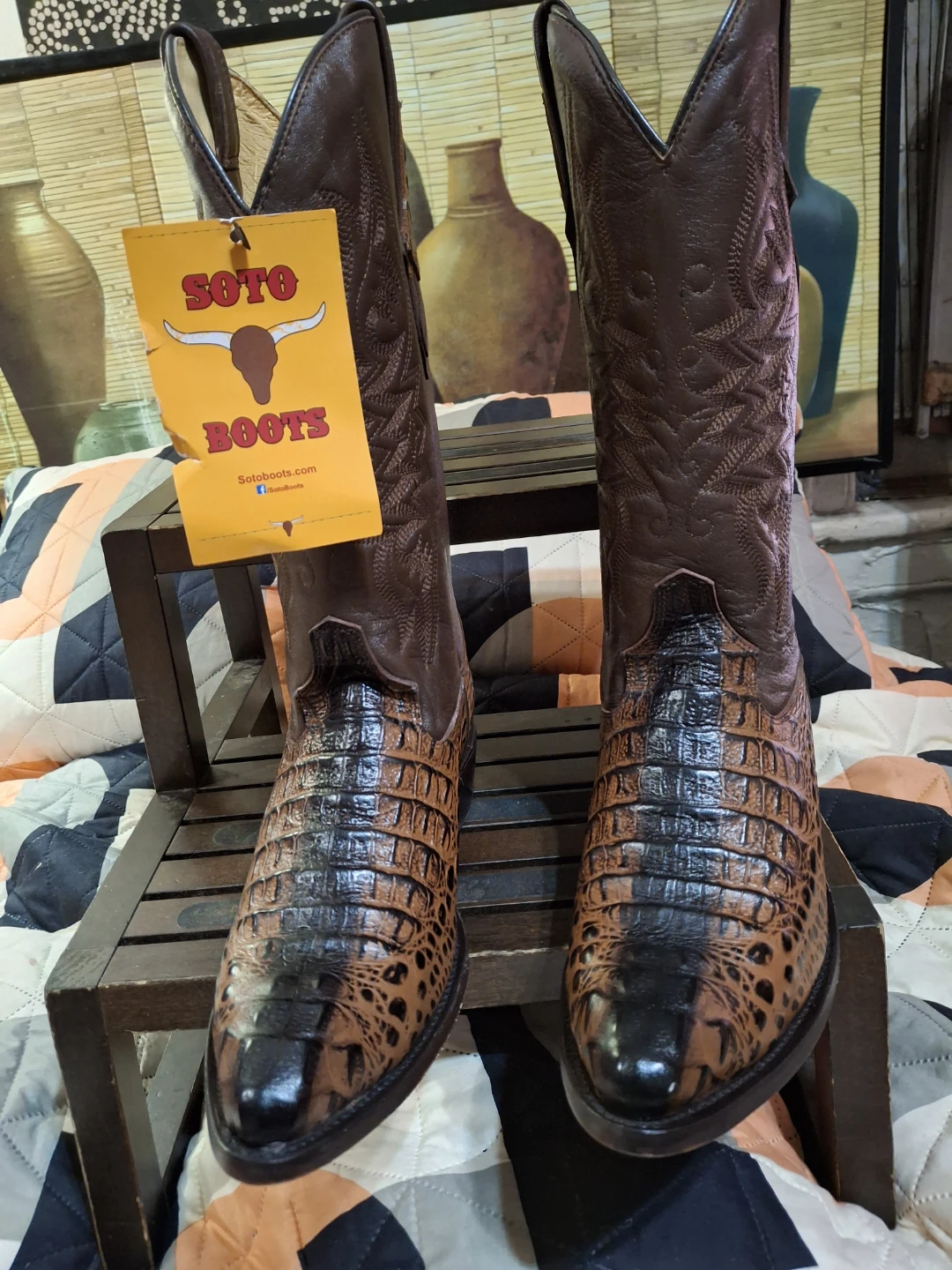 Soto Boots Brown Crocodile Print Cowboy Boots - photo 4