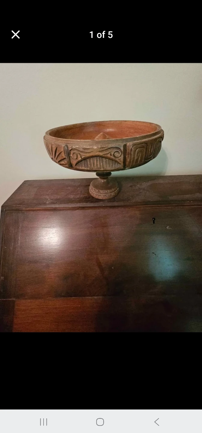 Hand Carved  Mayan Wooden Pedestal Bowl