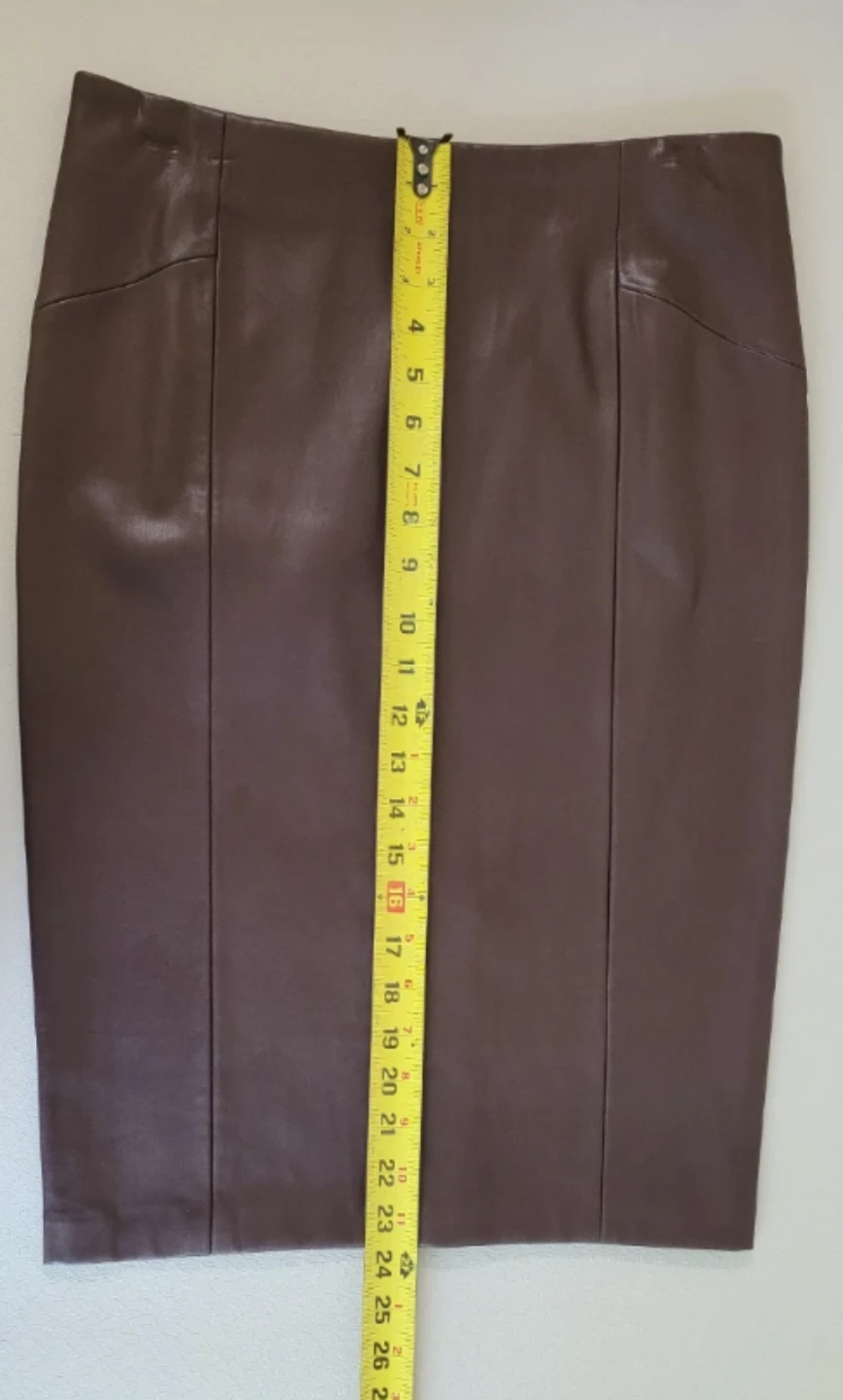 Brown Faux Leather Pencil Skirt Size L - photo 4