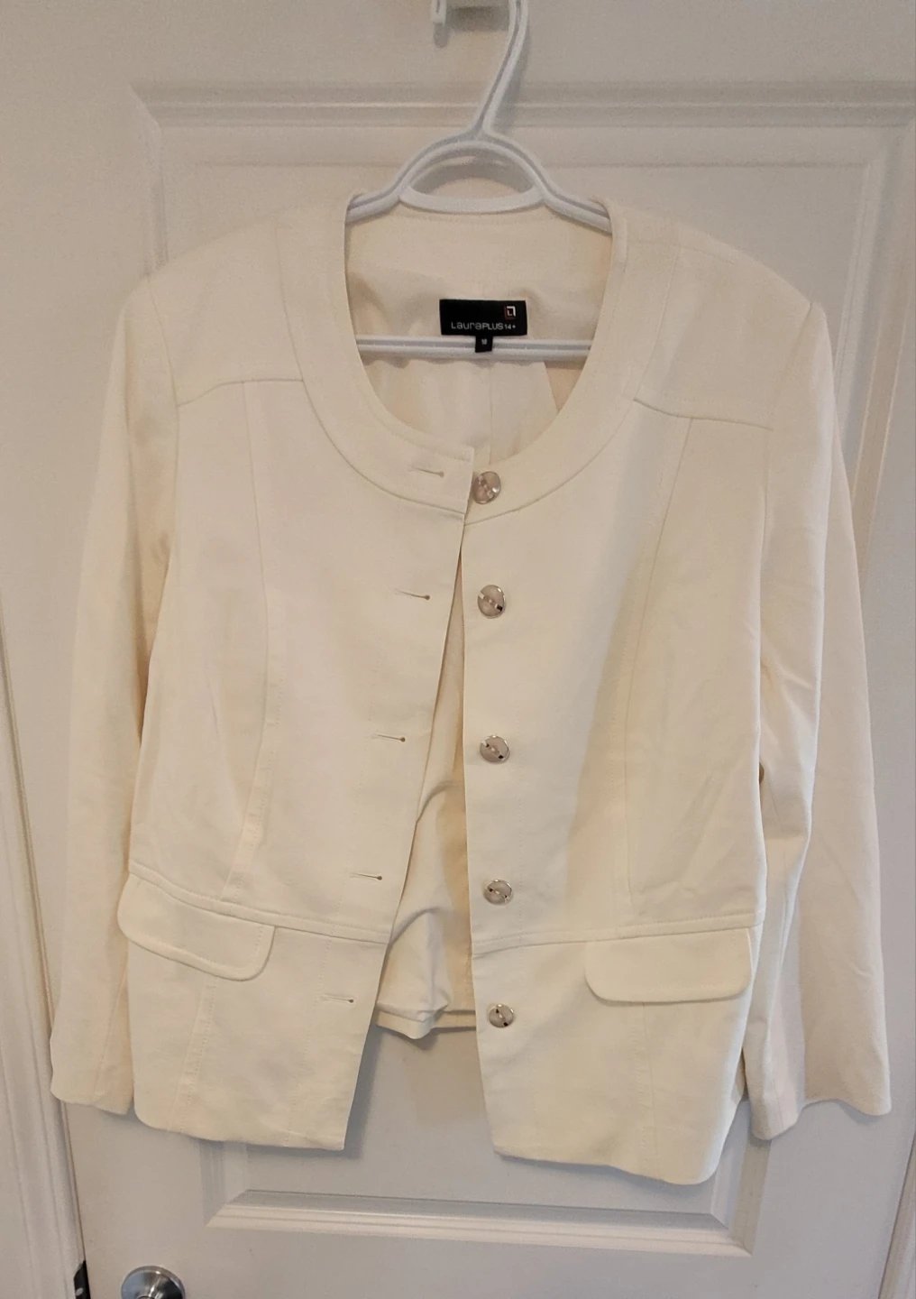 Laura Plus Cream Button-Up Jacket Size 14