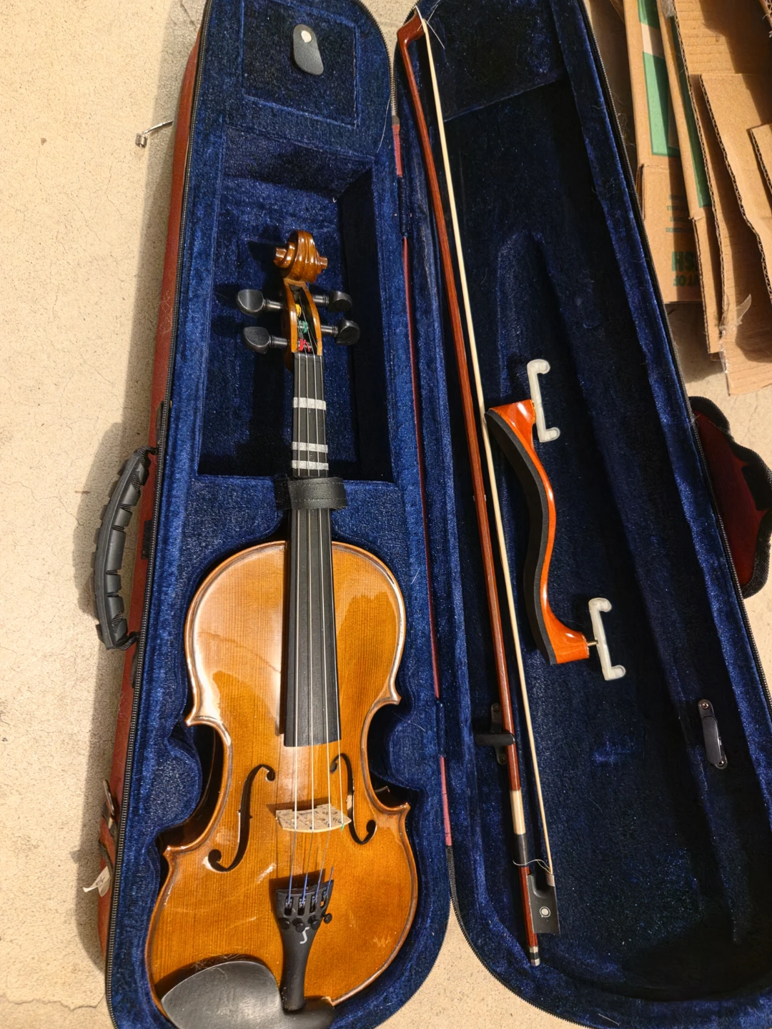 Violin Outfit with Case, Bow, Rosin, and Music Stand